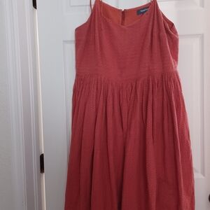 Modcloth Womens Size 18 Orange Fit Flare Tie Sleeveless Sundress Dress